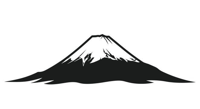 Simple black and white silhouette illustration of the iconic Mount Fuji in Japan, representing Japanese culture and nature.