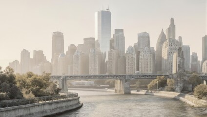 Obraz premium Cityscape view of Chicago skyline over the Chicago River.