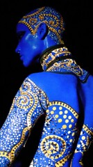 Blue Body Art with Ornamental Patterns