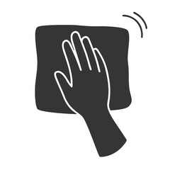 Obraz premium 拭き掃除をする手のシルエットアイコン