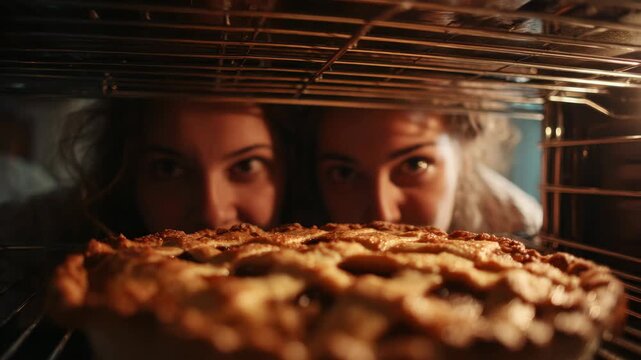 Baking a delicious homemade apple pie with friends in a cozy kitchen during the afternoon