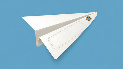 An Empty Hyper-Realistic Price Tag Icon Shaped Like a Folded Vintage Paper Airplane with a Clean Space for Pricing