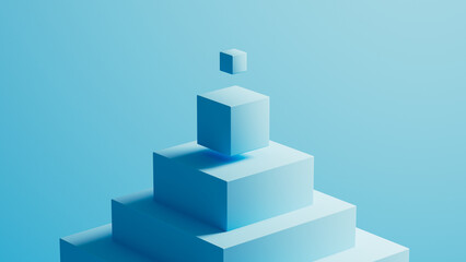 Cubes stacked in a blue space with a floating cube above