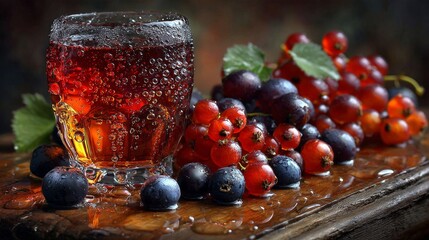 Traditional mors berry drink in a glass