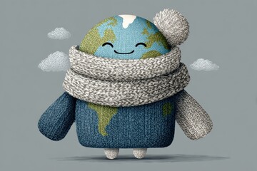 Vector Earth in scarf climate change concept
