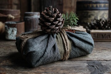 Sustainable furoshiki fabric gift wrap