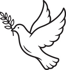 Obraz premium dove with peace pigeon birds flying illustration Peace dove icon vector clean line art simple freedom hope symbol design for social unity and awareness graphic