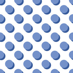 Seamless vector pattern with cute tile blue polka dots on white background