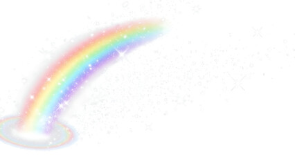 Fototapeta premium Vibrant and enchanting rainbow arching gracefully with sparkling light effects, creating a magical and dreamlike scene perfect for fantasy, celebration, and wonder