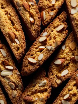 Delicious almond biscotti made in a cozy kitchen setting during the afternoon
