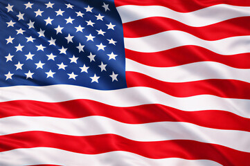 Obraz premium American Flag Full Screen Background with Realistic Fabric Texture