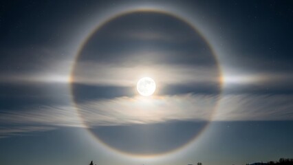 Sun halo in the sky atmospheric optical phenomenon