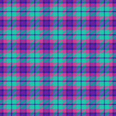 Print tartan fabric seamless, celebrate pattern texture check. Network plaid textile vector background in teal and pink colors.