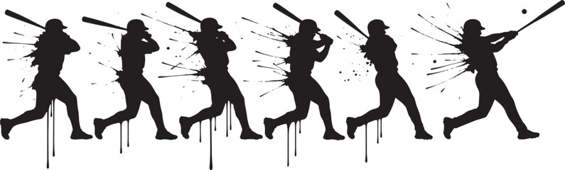 Baseball Player Silhouette with Splatter Effect for Sports and Activity Enthusiasts