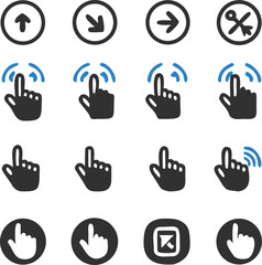 Fototapeta premium Gesture and Direction Icons Grid for Touchscreen and Interface Navigation Design