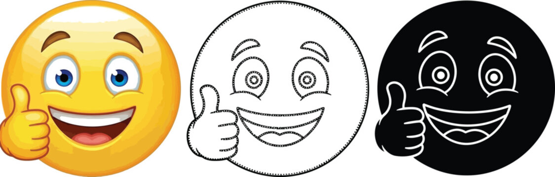 A set of three easter egg emojis with thumbs up and smiling faces in different shades