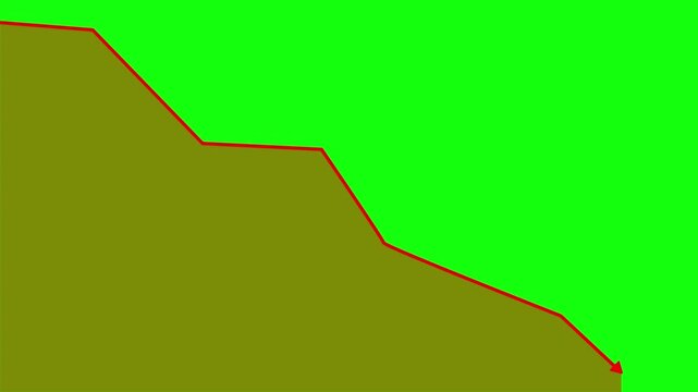 Green and Brown Area Chart with Red Line and Arrow