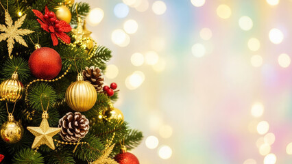 Beautifully decorated christmas tree with ornaments and lights