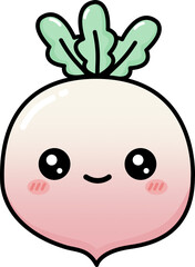 Happy Smiling Kawaii Radish Vegetable Character