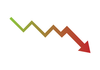 Flecha de gr&aacute;fico descendente con gradiente de verde a rojo