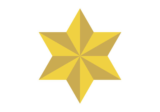 Estrella dorada de seis puntas con sombras
