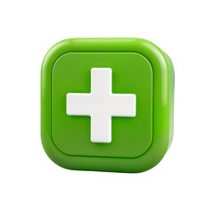 Fototapeta premium 3D Green Plus Sign Icon for Add, Medical, or Positive Concepts