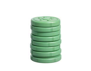 Stack of Green 3D Gaming Tokens