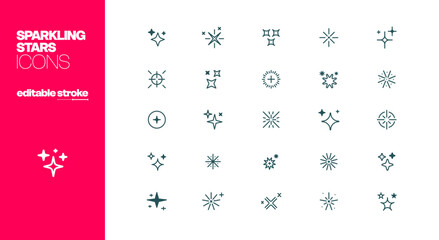 Fototapeta premium Sparkling Stars Icons Editable Stroke