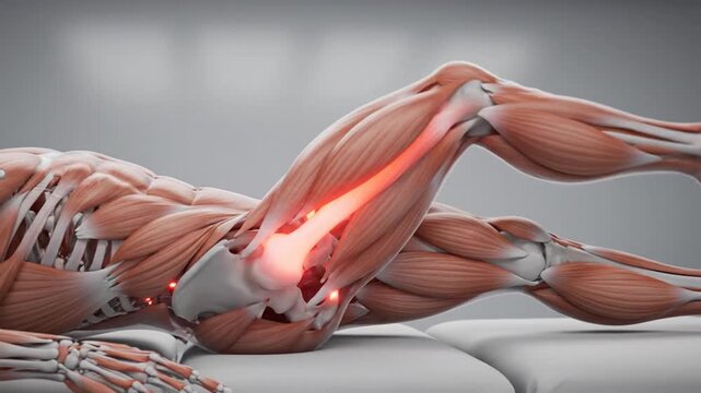 Anatomical Illustration of Elbow Joint Pain and Inflammation