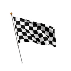 Waving Checkered Flag on Pole