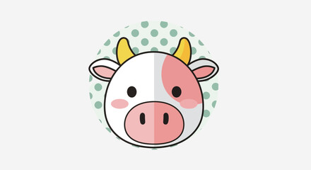 Cute cartoon cow character with friendly expression and playful design for children and animals
