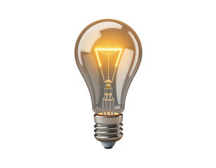 Glowing Incandescent Light Bulb on Transparent Background