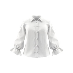 White Women's Long-Sleeve Blouse with Ruffled Cuffs