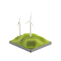 Sustainable Power Isometric 3D Wind Turbines Generating Green Energy