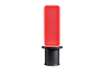 3D Red Glowing Smartphone Display Mockup on Black Pedestal