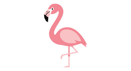 Fototapeta premium Cartoon Pink Flamingo Illustration with Simplified Design and Bright Colors for Kids and Nature