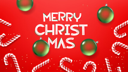 Christmas greeting card with calligraphic inscription. 3d vector banner