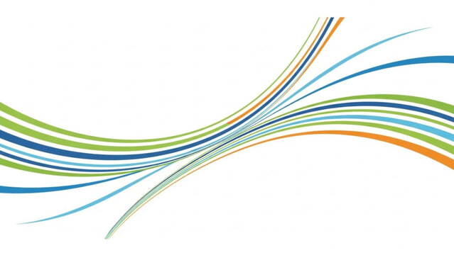 Dynamic flowing wave lines in blue, green, and orange creating an abstract modern design background