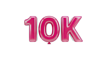 10K Balloon Text on White Background