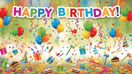 happy birthday card with balloons