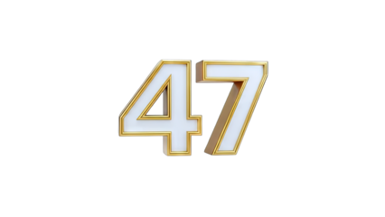 Golden 47 Number Isolated on White Background