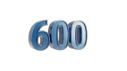 3D Rendered Number 600 on White Background