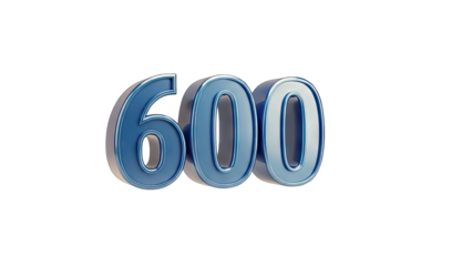 3D Rendered Number 600 on White Background