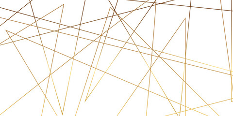 Obraz premium Abstract geometric gold line pattern on white background with thin intersecting metallic strokes, chaotic stripe texture, and modern luxury minimalist vector design