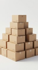 Stacked Cardboard Boxes Delivery, Shipping, and Storage Concept