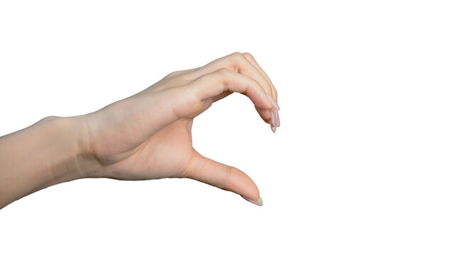 Single hand making half heart gesture isolated on white