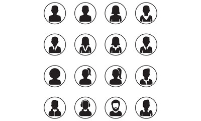 Professional User Icons & Avatar Symbols for Web, Mobile Apps, and UI/UX Design &ndash; Male and Female Silhouettes, Group Avatars, ID Cards, and Team Profiles in Black, White, and Color 