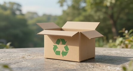 Open Cardboard Box with Recycle Symbol Eco Friendly Packaging