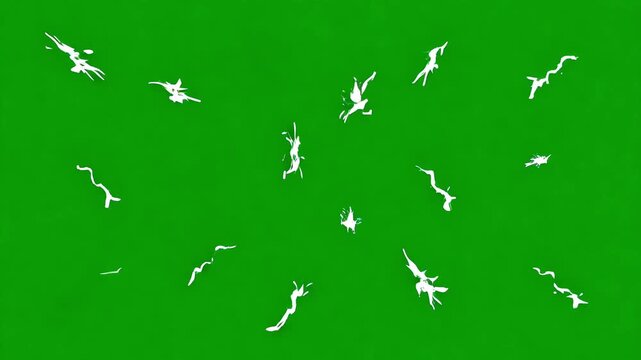 Abstract White Paint Splatter Particles Animation on Green Screen for Creative and VFX Use