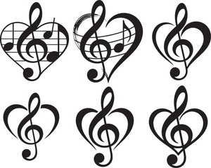 Love Music Notes Silhouettes SVG